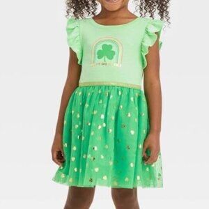 Cat & Jack Toddler Girls' St. Patrick's Day 'Happy Go Lucky' Tulle Dress, 5t.